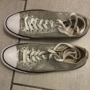 Converse Silver Glitter Athletic Shoes